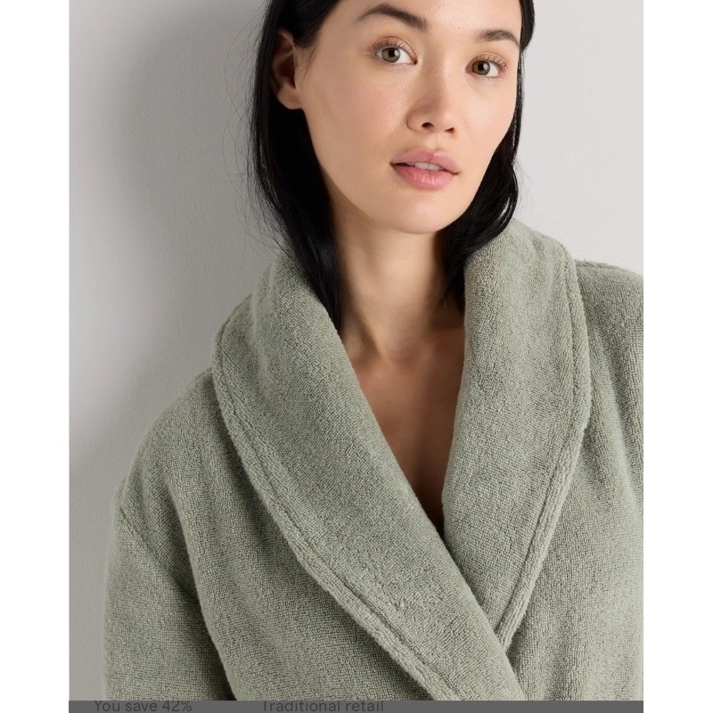 QUINCE TURKISH COTTON ROBE SAGE SIZE X-LARGE SOLD OUT ONLINE UNISEX - Picture 3 of 9